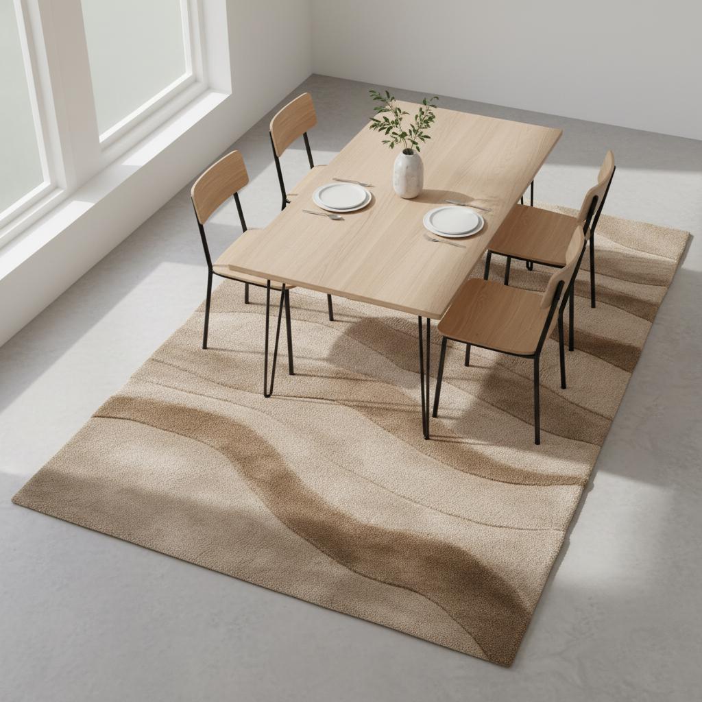 Beige Wavy Texture Area Rug – Modern Boho Home Decor