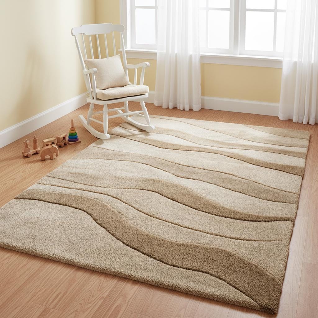 Beige Wavy Texture Area Rug – Modern Boho Home Decor