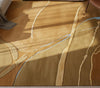 Abstract Beige Gold Area Rug, 3D Carved Luxury Carpet, Custom Size