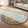 Modern Geometric Rug: Retro Circle Pattern, Earth-Tone Decor