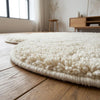 Handmade Ivory Wool Shag Rug, Abstract Organic Shape, Plush Carpet