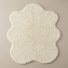 Handmade Ivory Wool Shag Rug, Abstract Organic Shape, Plush Carpet