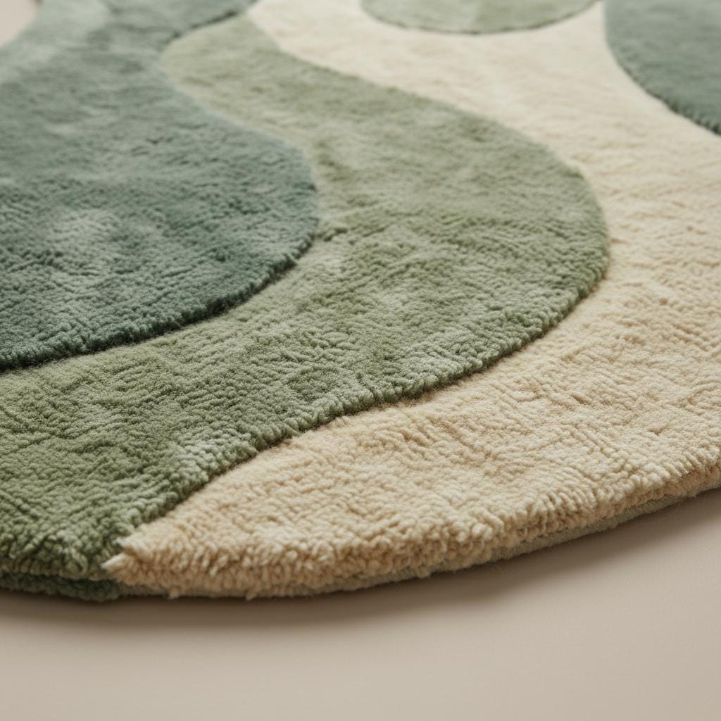 Handmade Tufted Area Rug, Sage Green Abstract Organic Shape