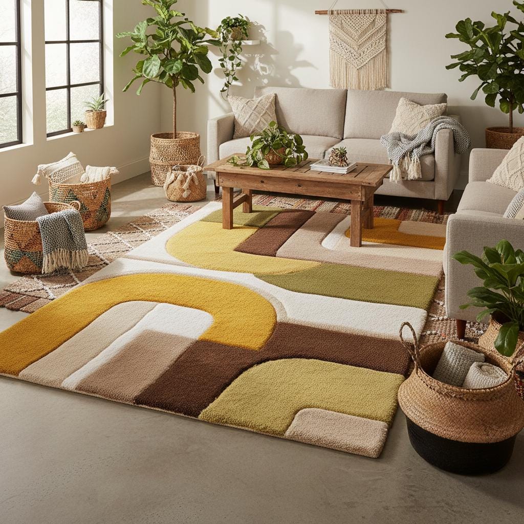 Handmade Wool Area Rug | Modern Geometric Design