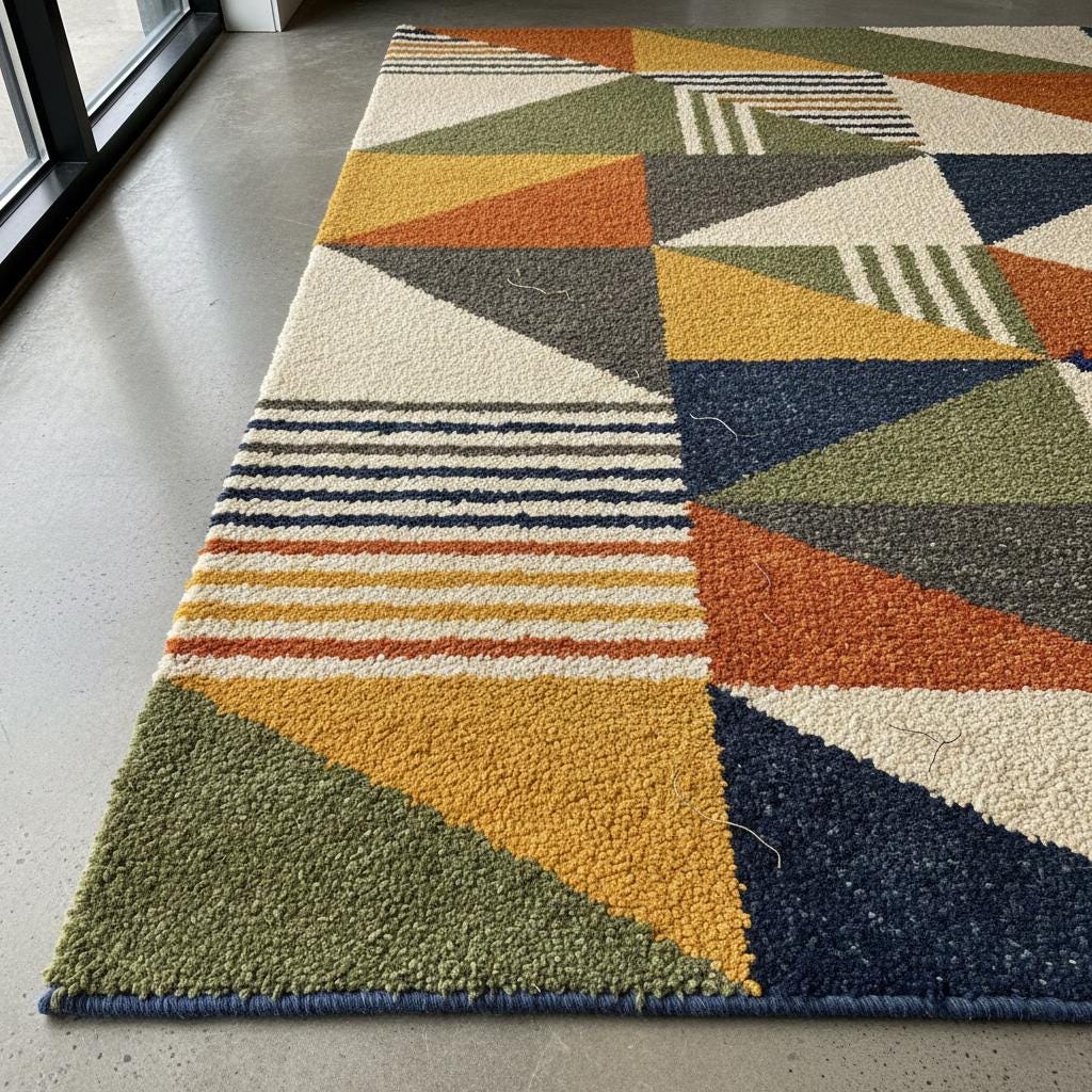 Handmade Wool Tufted Area Rug, Mid Century Modern Geometric Design