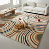 Handmade Wool Area Rug, Geometric Arc, Mid-Century Modern, 9x12