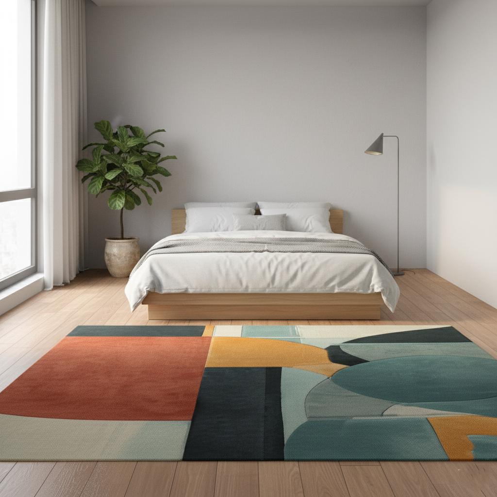 Modern Abstract Area Rug: Geometric Color Block, Custom Size