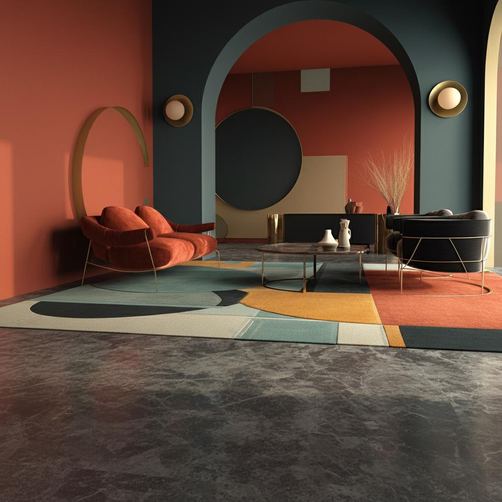 Modern Abstract Area Rug: Geometric Color Block, Custom Size