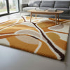 Mid Century Modern Area Rug – Terracotta Mustard Geometric, Earth Tones