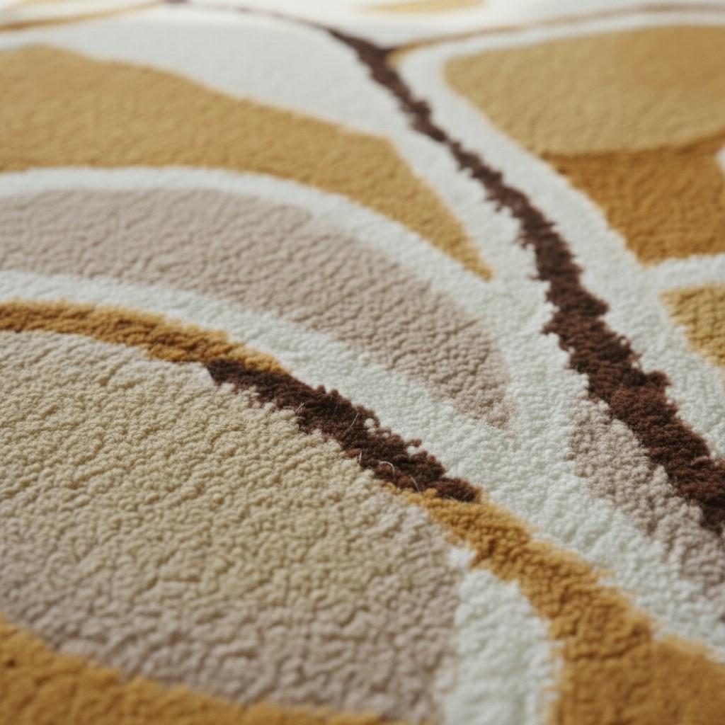 Mid Century Modern Area Rug – Terracotta Mustard Geometric, Earth Tones