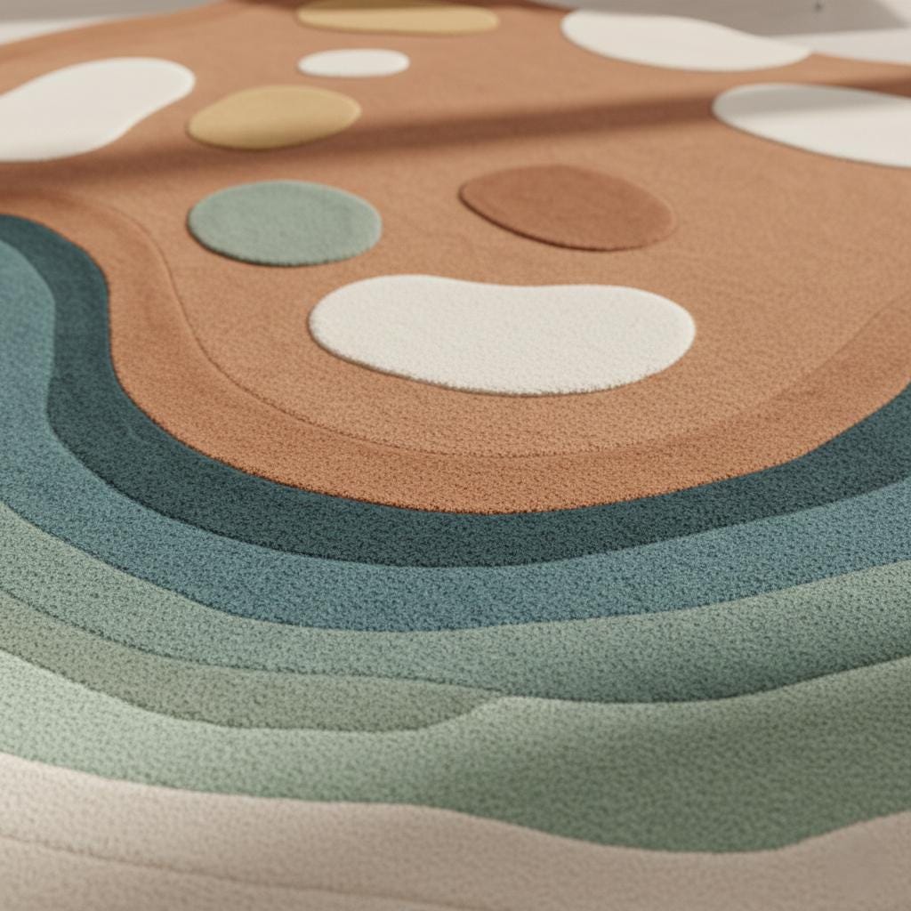 Abstract Wavy Tufted Rug – Earth Tone Organic Decor