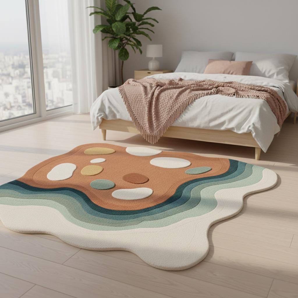 Abstract Wavy Tufted Rug – Earth Tone Organic Decor