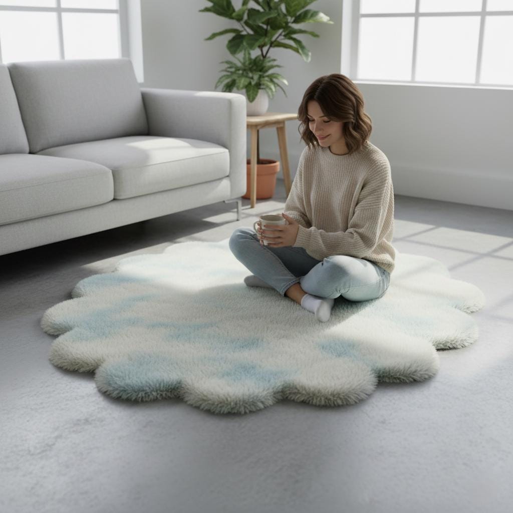 Handmade Abstract Wavy Rug, Earth Tone Tufted Wool Area Rug