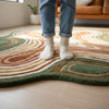 Hand-Tufted Moss Green Wool Rug – Scalloped Topographic Design