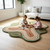 Hand-Tufted Moss Green Wool Rug – Scalloped Topographic Design