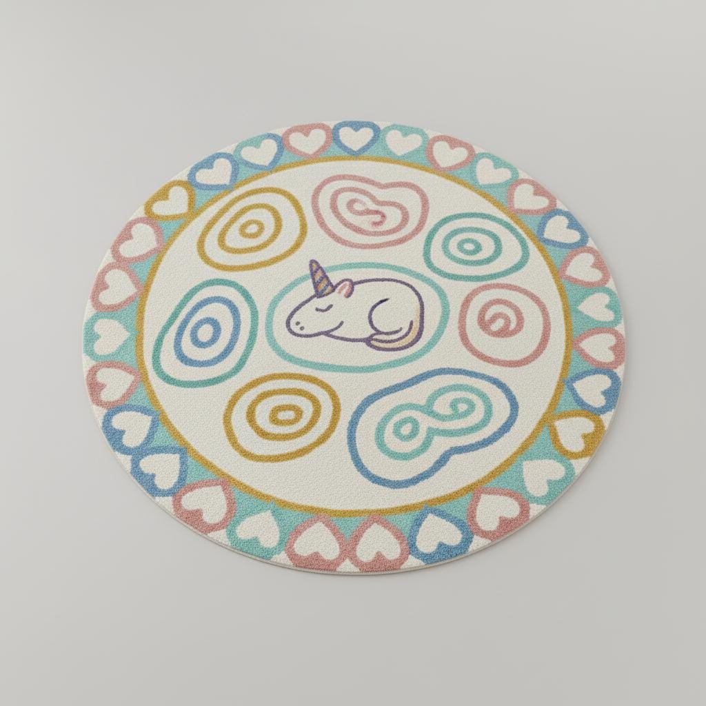 Modern Geometric Rug: Retro Circle Pattern, Earth-Tone Decor