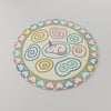 Modern Geometric Rug: Retro Circle Pattern, Earth-Tone Decor
