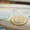 Modern Geometric Rug: Retro Circle Pattern, Earth-Tone Decor