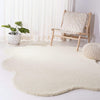 Handmade Ivory Wool Shag Rug, Abstract Organic Shape, Plush Carpet