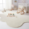 Handmade Ivory Wool Shag Rug, Abstract Organic Shape, Plush Carpet