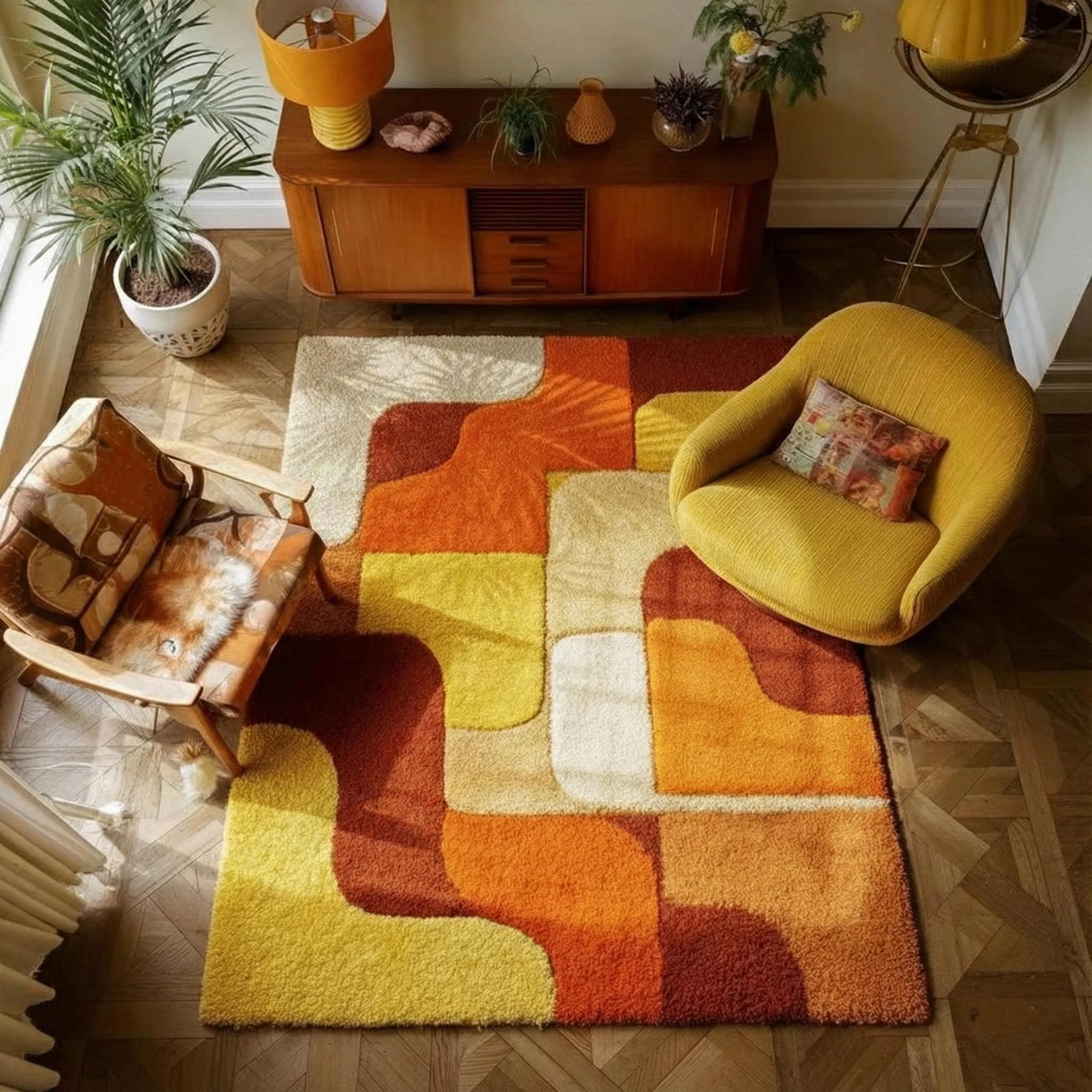 Handmade Tufted Nursery Rug, Colorful Geometric Kids Playroom Carpet, 6x9 ft