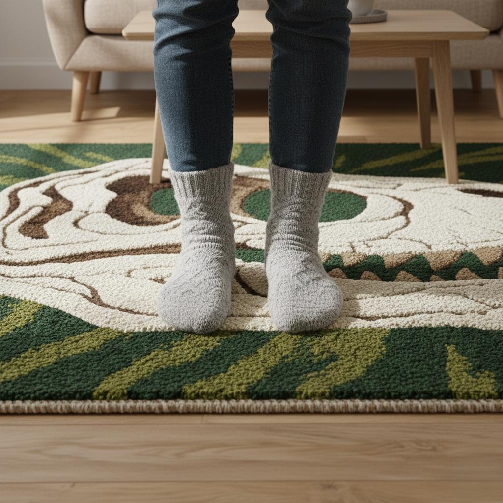 Dinosaur Skull Rug Jurassic Fossil Area Rug Handmade Tufted Statement Carpet Size 6x6 Feet .
