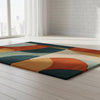 Handmade Mid-Century Modern Area Rug | Geometric Colorful Wool Carpet (6x9)