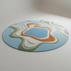 Handmade Round Tufted Rug, Modern Abstract Texture, Blue Neutral