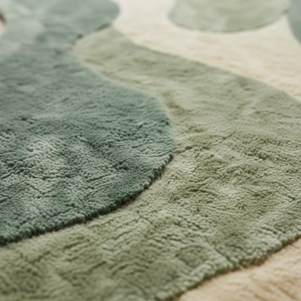 Handmade Tufted Area Rug, Sage Green Abstract Organic Shape