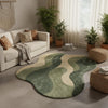 Handmade Tufted Area Rug, Sage Green Abstract Organic Shape