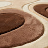 Handmade Tufted Area Rug, Brown Beige Retro Wave Design