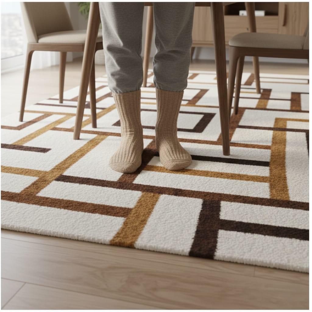 Handmade Geometric Wool Area Rug, Mid-Century Modern, 8x10 ft
