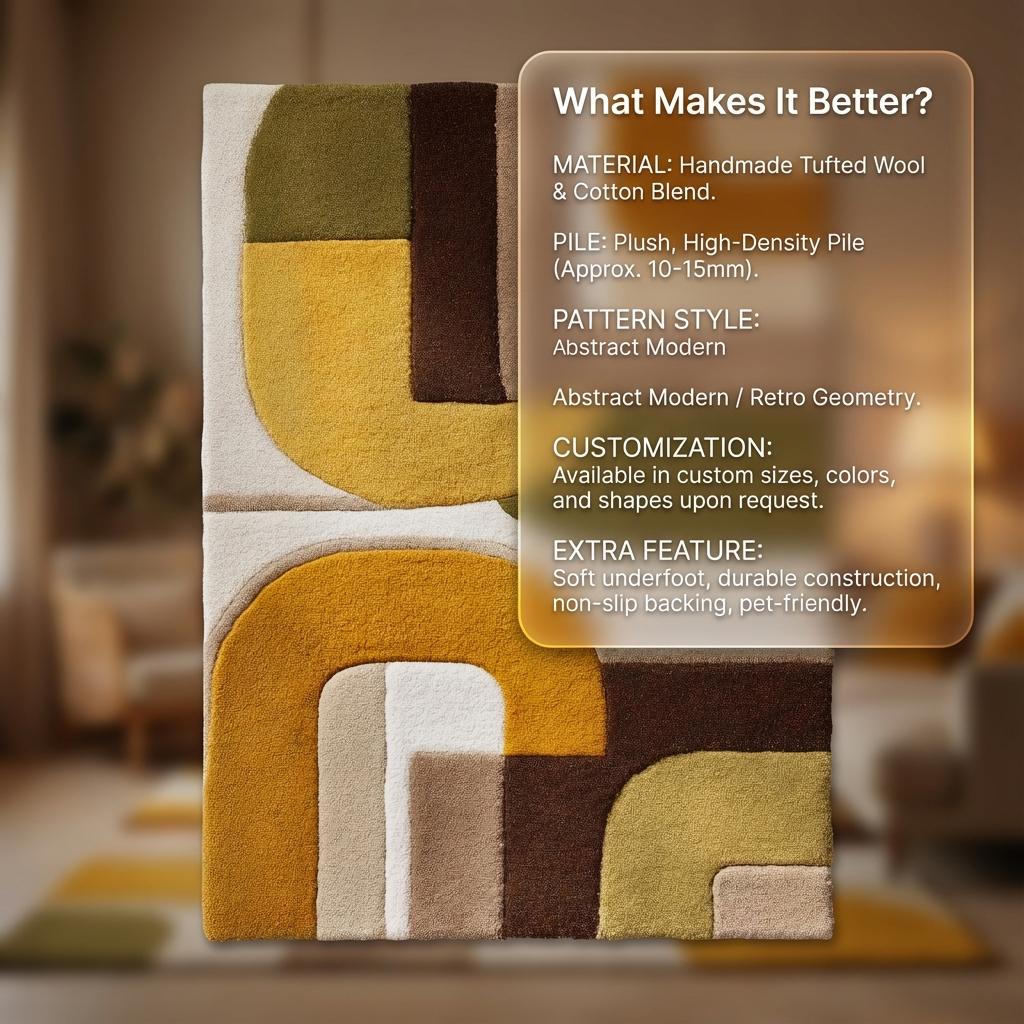 Handmade Wool Area Rug | Modern Geometric Design