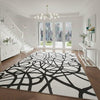 Abstract Black and White Wool Rug, Modern Line Art, Handmade Tufted