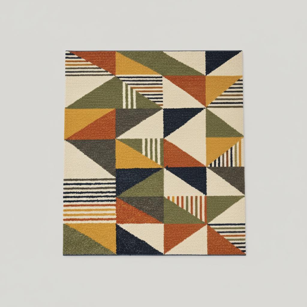 Handmade Wool Tufted Area Rug, Mid Century Modern Geometric Design