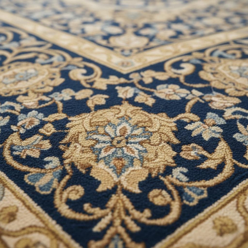 Handmade Royal Blue Persian Rug, Traditional European Style