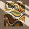 Handmade Abstract Wave Rug, Mid Century Modern Tufted Carpet