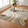 Handmade Wool Area Rug, Geometric Arc, Mid-Century Modern, 9x12
