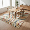 Handmade Wool Area Rug, Geometric Arc, Mid-Century Modern, 9x12