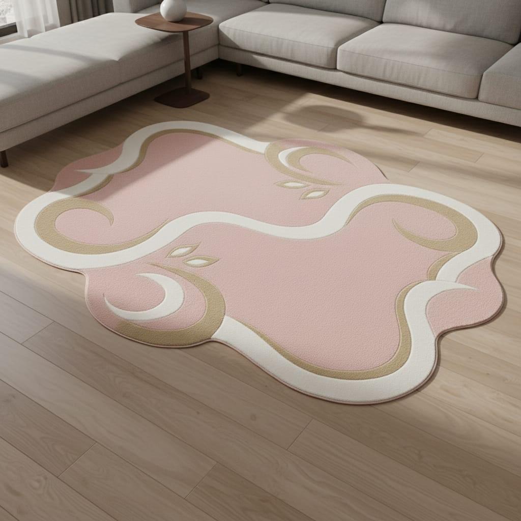 Handmade Pink Abstract Wool Area Rug, Modern Tufted Carpet