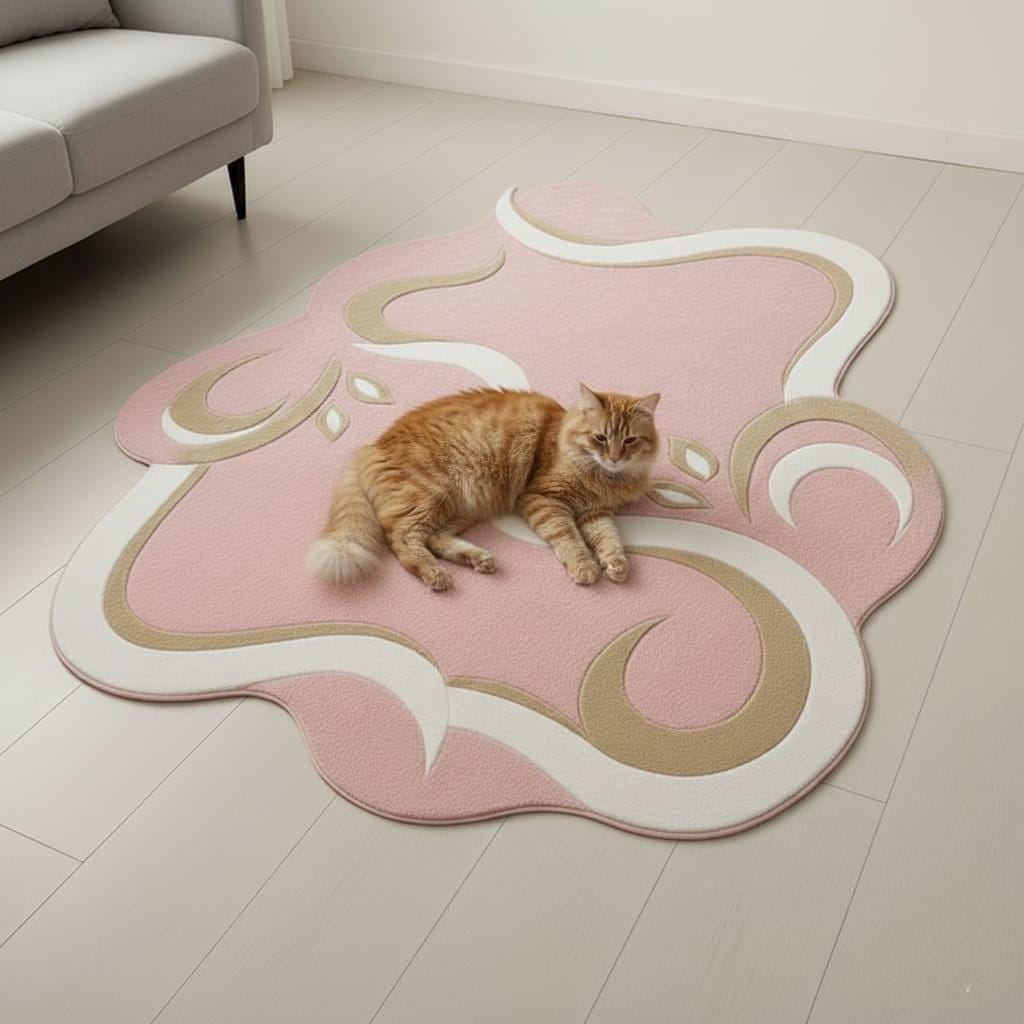 Handmade Pink Abstract Wool Area Rug, Modern Tufted Carpet