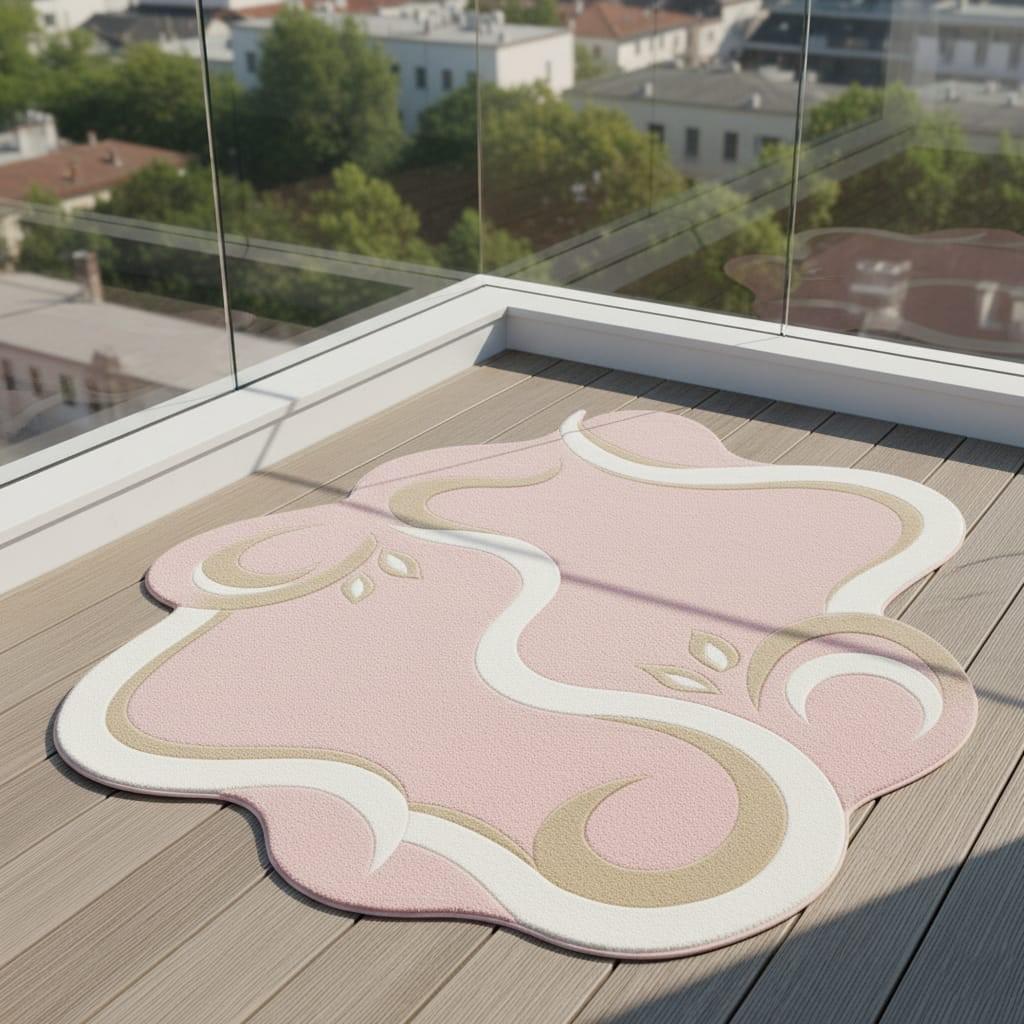Handmade Pink Abstract Wool Area Rug, Modern Tufted Carpet