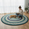 Handmade Coastal Outdoor Rug, Blue Green Patio Carpet, Round Terrace Decor