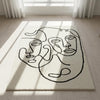 Handmade Wool Tufted Rug – Abstract Face Line Art, Nordic Decor