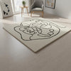 Handmade Wool Tufted Rug – Abstract Face Line Art, Nordic Decor