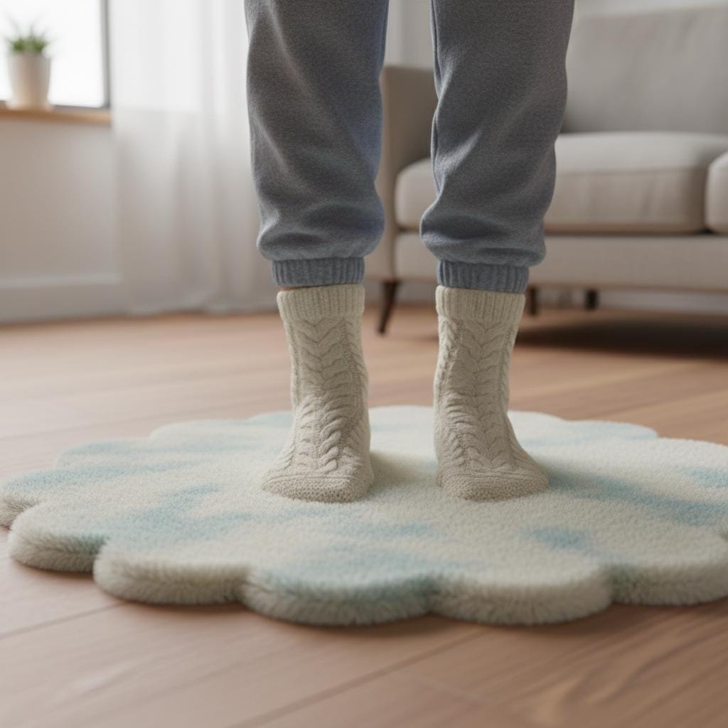 Handmade Abstract Wavy Rug, Earth Tone Tufted Wool Area Rug