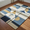 Handwoven Wool Area Rug: Modern Geometric Design, Neutral Decor