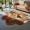 Handmade Tufted Wool Rug: Retro Wavy Abstract, Boho Decor