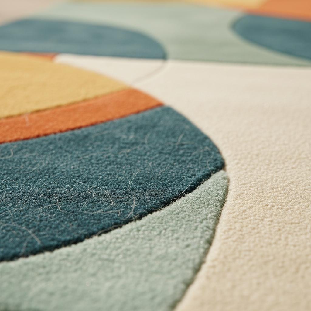 Handmade Mid-Century Modern Area Rug | Geometric Colorful Wool Carpet (6x9)