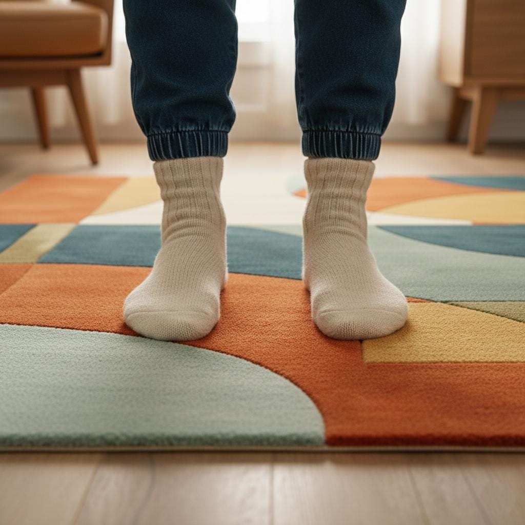 Handmade Mid-Century Modern Area Rug | Geometric Colorful Wool Carpet (6x9)